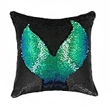 Idea Up Reversible Sequins Mermaid Pillow Cases 4040cm with magic mermaid sequin (mermaid green and black)