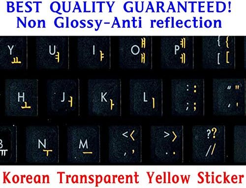 Korean Keyboard Stickers Transparent Yellow Letters for Any Laptop Computer Pc Desktop Notebook