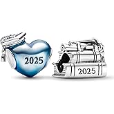 HuooNew 925 Sterling Silver, Graduation Series 2025 Heart, Book Charm Fit European Bracelet Make Fashion Jewelry Gift for Women