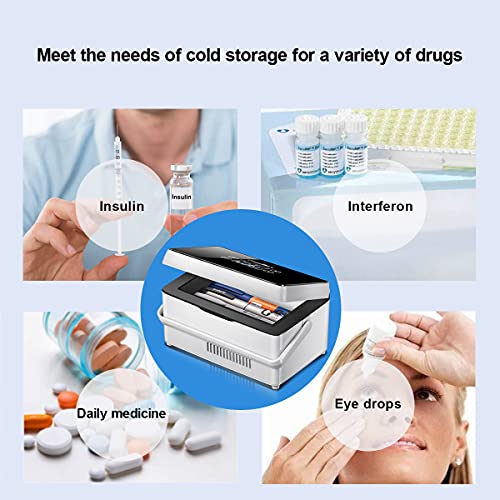 QIRDLP （Upgraded version） Insulin Cooler Case portable Diabetic cooler Box Mini Drug Refrigerator Keeping Cooling 2-8℃ with handle, alarm & USB Chargerable（1 layer Celsius temperature