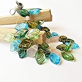 40 pcs Golden Venues Multicolor Mix of Czech Glass Leaf Beads 12mm