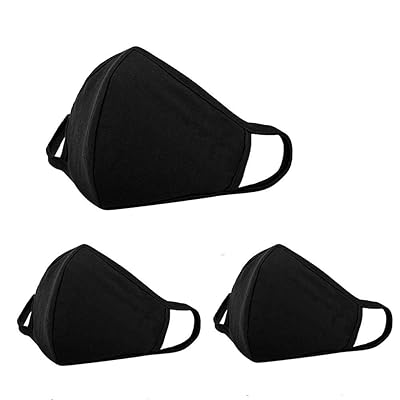 3 Pack Anti Dust Face Mouth Cover Mask Respirator - Dustproof Anti-Dust Washable - Reusable Comfy Masks - Cotton Flu Protective Breathable Safety Warm Windproof Mask for Man and Woman, Black