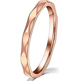 Fashion Month Womens 2mm Wave Prismatic Pattern Rose Gold Ring Engagement Wedding Lady Finger Thin Stainless Steel Band