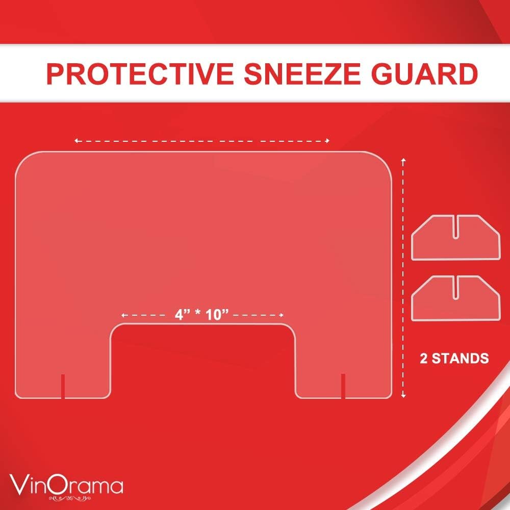 Countertop Desk Sneeze Guard- Protective Partition, Plexiglass Shield Barrier for Coughing, Sneezing, Droplets - Acrylic Divider Panel (42" Wide x 24" High) : Office Products