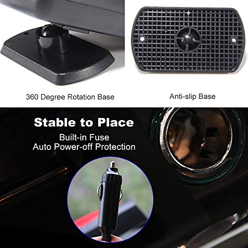jinjin Car Heater, Car Defroster, Truck Fan Heating Warmer Demister for Vehicle SUV Winter Car Heater Gray - Thumbnail 4