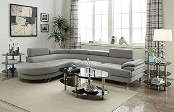 Amazon Com Poundex F6984 Bobkona Isidro Faux Leather Sectional