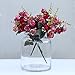 Luyue 7 Branch 21 Heads Artificial Rose Flowers Bouquet Fake Silk Mini Roses Wedding Floral Decor Bouquet, Pack of 2(Rose Coffee)