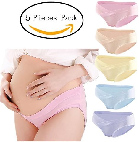 Womens Under the Bump Maternity Underwear Pregnancy Briefs Panties(5pcs)(S-Multicoloured)