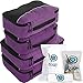 bago 7 Pcs Packing Cubes for Suitcases - 4 Travel Cubes with 3 ZipLock Bags - Luggage Organizer Bags to Get Maximum Storage, Save Time & Effort to Pack - Happy Traveling (Purple)