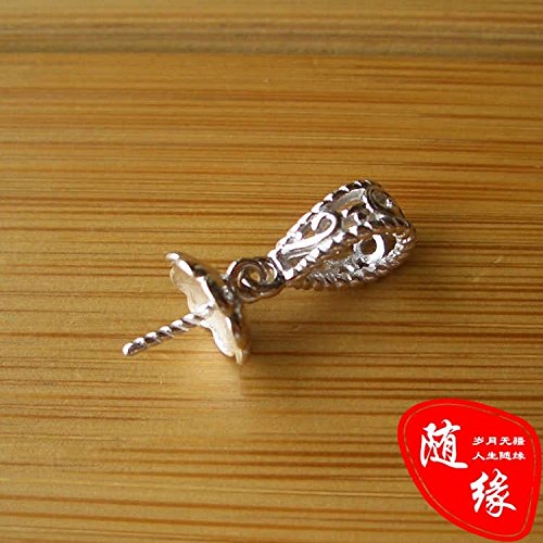 usongs 925 sterling silver necklace pendant head women girls simple necklace pendant sweet stenciling pin universal DIY beeswax amber turquoise - Thumbnail 2
