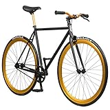 Pure Fix Original Fixed Gear Single Speed Bicycle, India Matte Black/Babylon Gold, 54cm/Medium