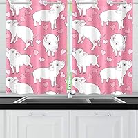 YUMOING Image Mini Pigs Hearts Kitchen Curtains Window Curtain Tiers for Café, Bath, Laundry, Living Room Bedroom 26 X 39 Inch 2 Pieces