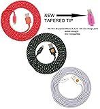 NEWLY DESIGNED High Quality - 6ft(2m) Braided Nylon Lightning Charging Cables for Apple iPhone 5 5C 5S, iPhone 6 6 Plus, iPad 4 Mini, iPod Touch 5/Nano 7, 8 pin to USB -3pack(red black white)
