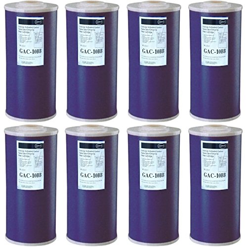 BLUONICSCarbon Replacement Water Filters 8pcs GAC Granulated 4.5" x 10" Cartridges for Chlorine, Taste and Odor
