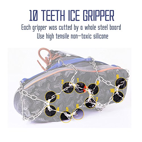 xiaoban 10 Teeth Universal ice Grip Anti-Slip Shoe Cover with Stainless Claw for Outdoor Activities,Hiking,Climbing,Hunting,Fishing and Snow Weather (Blue, M) - Thumbnail 5