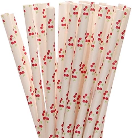 Red Cherries Paper Straws (50)