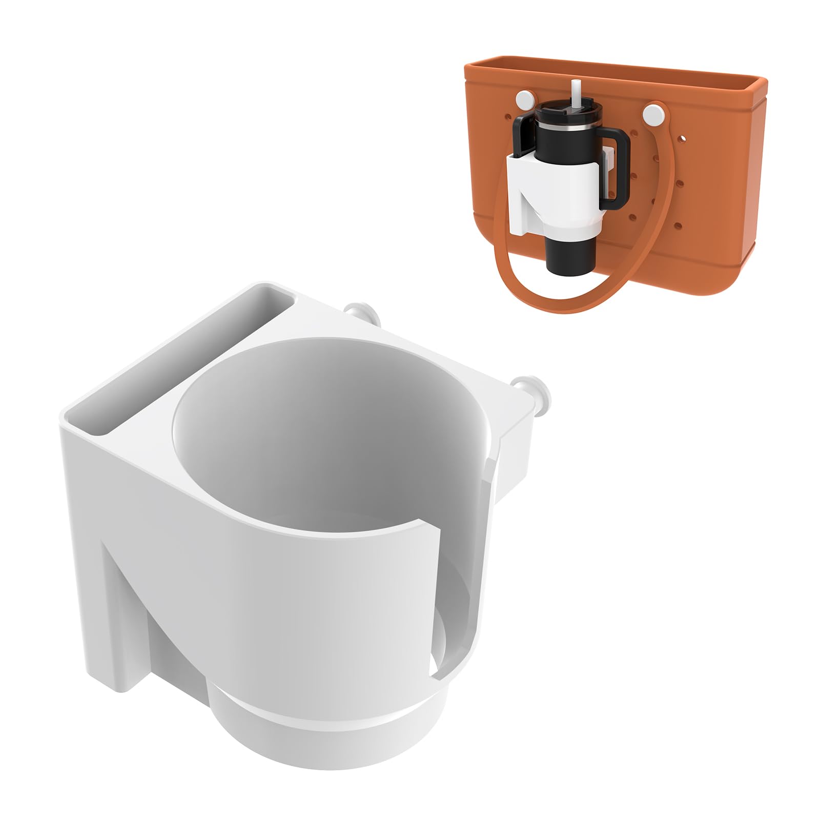 Photo 1 of K TOMOTO 2 in 1 Cup & Phone Holder for Bogg Bag – Cup Holder for Stanley, Compatible with Bogg Bag Accessories – Holder for Phone, Cup, Secure & Convenient Organizer,White