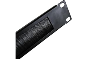 1U 19" Inch Brush Panel Black – Rack Mount Cable Management Accessory for Server Room, Network Rack, Patch Panel, Data Center
