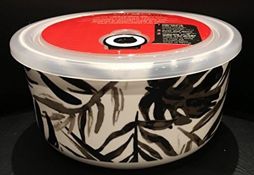 Ciroa MICROWAVEME Fine Porceloin Bowl with Silicone Seal Lid &amp; Steam Release Button 5.25 " Diameter X 3" Deep (LEAVES)