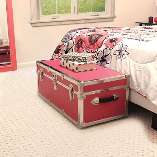 Seward Trunk Footlocker Trunk with Nickel Trim, Pink, 30-Inch (SWD7130-22) - Thumbnail 5