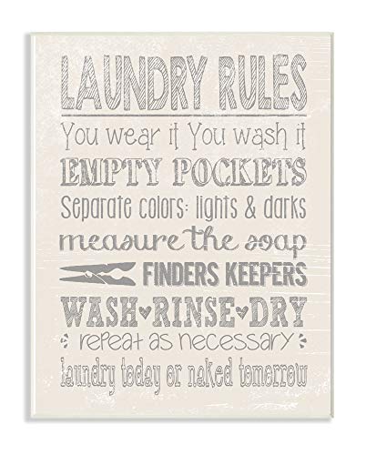 The Stupell Home Decor Soft Grey Textured Laundry Rules Wash Rinse Dry Typograp…
