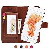 [Detachable Folio] SUPTECH iPhone 6s Plus Case, iPhone 6 Plus Case [Stand Feature] Versatile iPhone 6s Plus Wallet Case with 5 Card Slots (Brown)