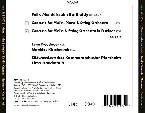 Mendelssohn: Concerto for Violin, Piano & String Orchestra; Violin Concerto in D minor