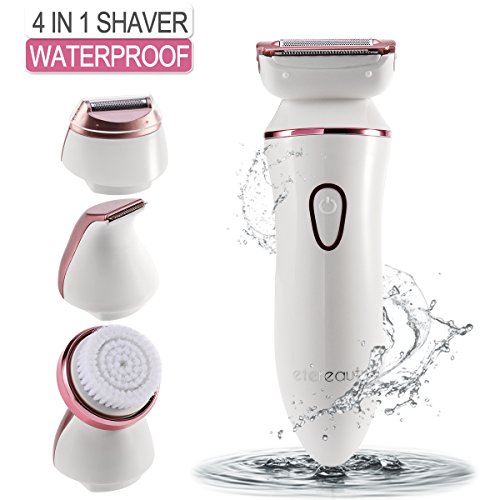 Women Electric Shaver, ETETEREAUTY 4 in1 Ladies Electric Shaver and Trimmer Use Wet or Dry with 3-Blade Cordless for Women Arm Underarm Bikini Legs