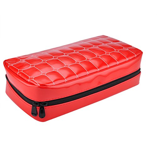 Wismart 80 Capacity Pu Leather Shell CD DVD Blu-ray Media Case Storage Holder Organizer Wallet for Car, Home, Office and Travel Carrying Protector Organizer (80-Capacity, Red)