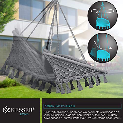 KESSER® Hängesessel mit Kissen - Chill Hängestuhl zum Aufhängen für Erwachsene & Kinder Hängematte bis 150 kg Hängesitz… – Bild 4