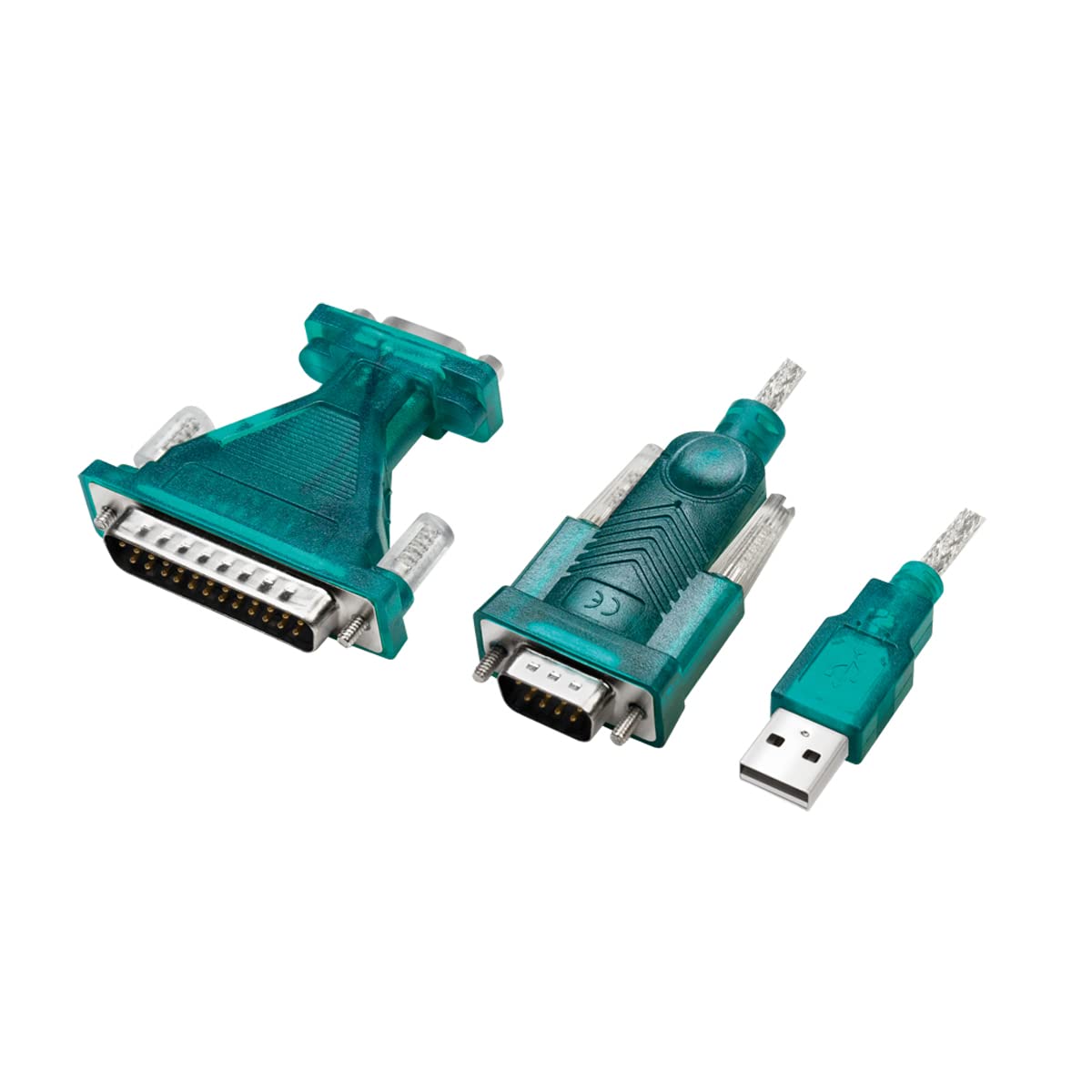 LogiLink UA0042B - USB 2.0 (Type A) to Serial (RS232) Adapter Cable with DB9 to DB25 Adapter for Win 11 Length 1.3 m