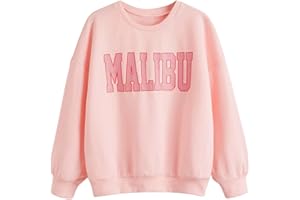 Floerns Girls Letter Print Long Sleeve Drop Shoulder Sweatshirt Pullover Top