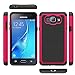 J1 2016 Case, Galaxy Amp 2 Case, Galaxy Express 3 Case, MCUK [Shock Absorption] Hybrid Dual Layer Armor Defender Protective Case With Tempered Glass Screen Protector (Rose)