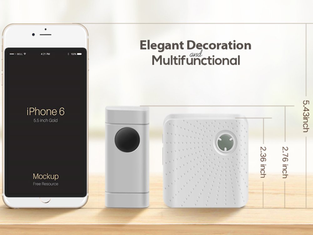 Wireless Doorbell Kit, 1PlusOne Waterproof Doorbell Button Operating at 1000 ft, 52 Ringtones 4 Volumes, No Batteries Required for Receiver (1 Push Button + 2 Receiver)