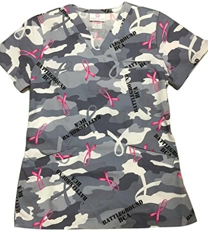 White Cross Women's Crossover V-Neck Camouflage Print Scrub Top X-Small Print