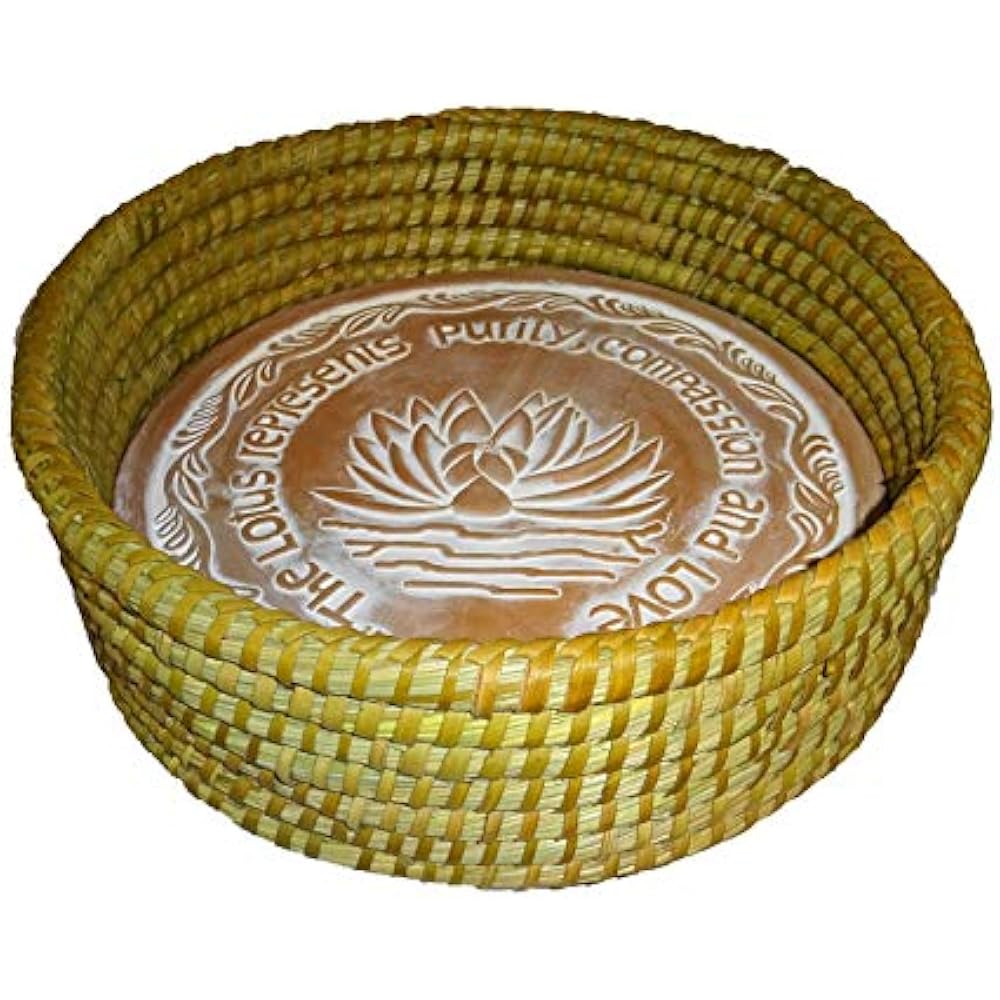 Warming Bread Basket With Lotus Warmer Tile Stone Hand Woven For Rolls