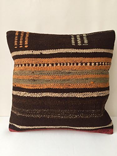 Kilim Pillow 16'' x 16'' Anatolian Turkish Cushion Cover (40cm x 40cm), sofa pillow, couch pillow, embroidered, handmade, kilim rug,
