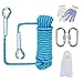 Liberry Outdoor Static Rock Climbing Rope,10_mm Diameter, Fire Escape Safety Rappelling Rope Outdoor Rescue Rope with Hooks: 32_ft, 64_ft, 96_ft Optional (blue1, 32 ft)