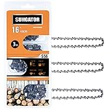SUNGATOR 3-Pack 16 Inch Chainsaw Chain SG-S56, 3/8" LP Pitch - .050" Gauge - 56 Drive Links Fits Echo, Homelite, Poulan, Remington, Greenworks