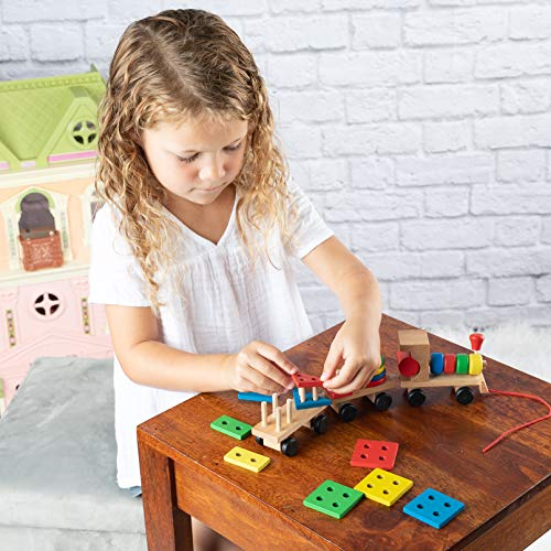 image for Toy To Enjoy Wooden Stacking Toy Train with Shape Sorter & Stacking Bl