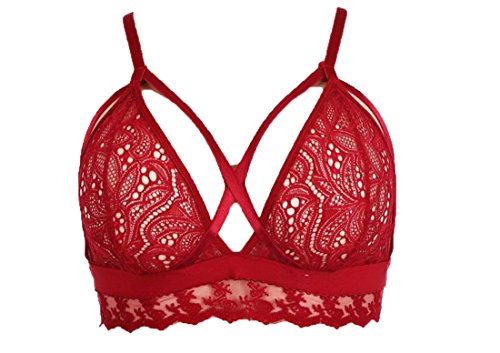 Abetteric Women's Fit Solid Lace Backless Bra?Vest?Crop?Bralette?Cami
