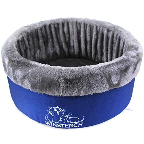 Winsterch Washable Warming Cat Bed Large, Round Pet Bed,Soft Cozy Plush Pet Bed for Cats,16.5 x 5.9 in