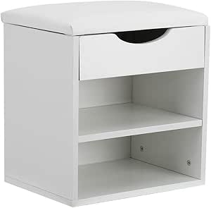 Banco de zapatos de poliuretano con 2 estantes y 1 cajón de madera para