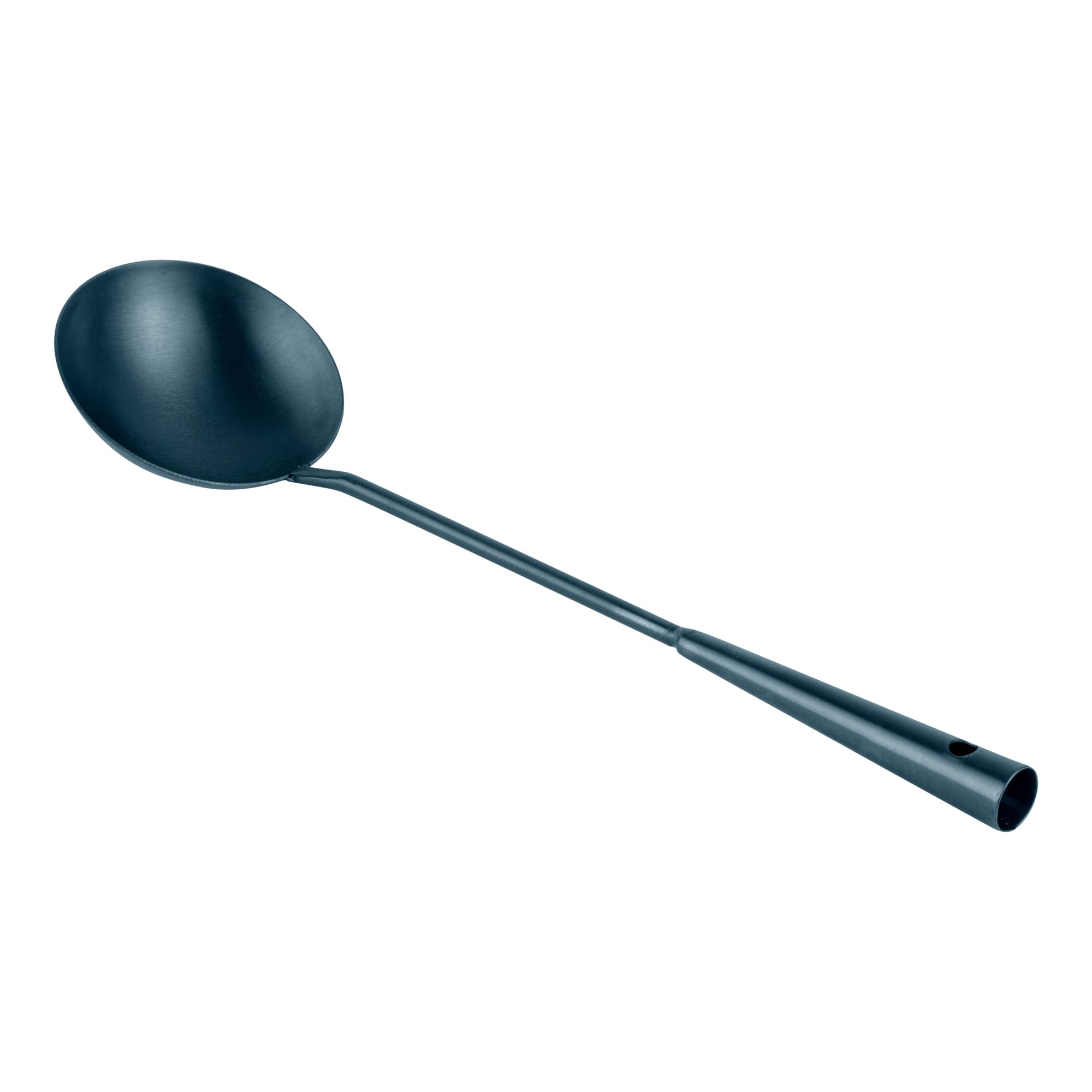 Photo 1 of Restaurantware-Motomori 16 Inch Wok Ladle, 1 Pre-Seasoned Wok Spoon - Hanging Hole, Extra Long Handle, Blue Carbon Steel Chinese Cooking Ladle, For Stirring, Frying, Portioning, And More