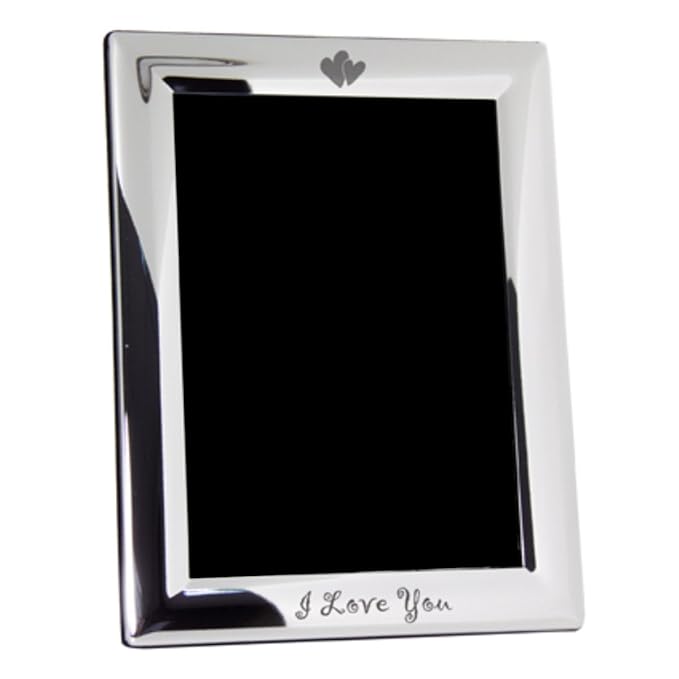 'I Love You' Photo Frame with heart motif Silver Plated 5" x 7" (13cm x 18cm), ideal gift