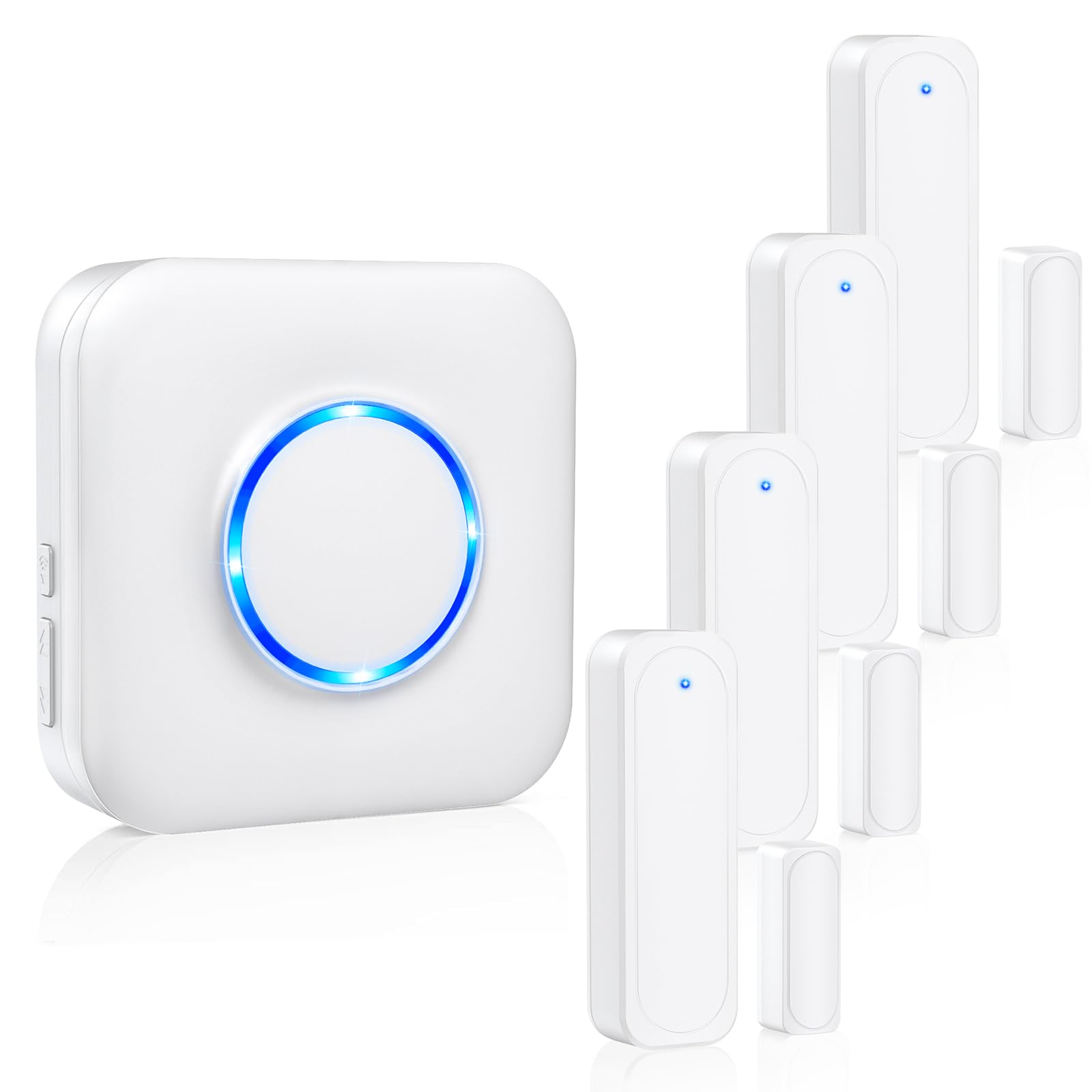 Photo 1 of Door Chime, Satisure Door Sensor Chime When Door Opens, Door Entry Alarm for Business/Home/Office/Store with 600 FT Range 58 Chimes 5 Volume Levels LED Indicator (1 Receivers & 4 Sensors)