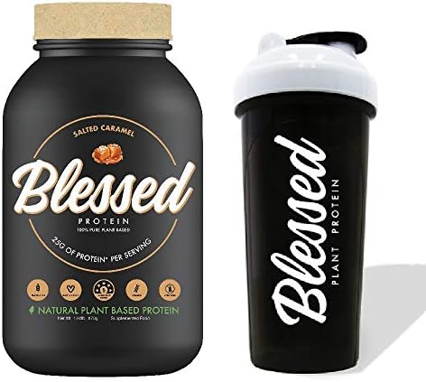 Blessed 100% Plant Based Vegan Protein, 870g, Salted Caramel + 700ml Blessed Shaker