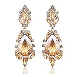 Miraculous Garden Women's Silver Gold Rose Gold Tone Plated Crystal Rhinestone Drop Earrings for Mother's Day (Gold tone plated champagne crystal)