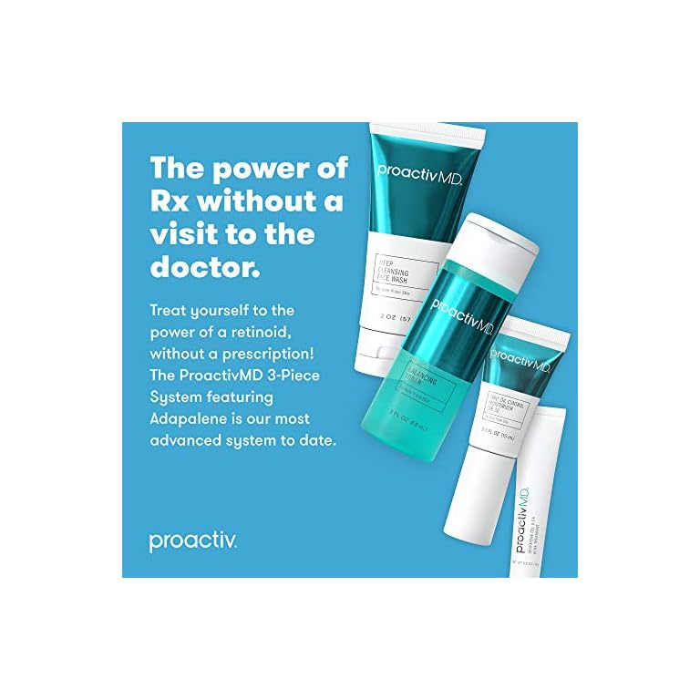 ProactivMD Adapalene Gel Acne Kit Complete Retinol Moisturizer and Toner Combo Kit with Deep