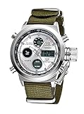 GOHUOS Men's Analog Digital LED Big Dial Watches Sport Alarm Calendar Chronograph Multifunction Military WristWatch-Army Green